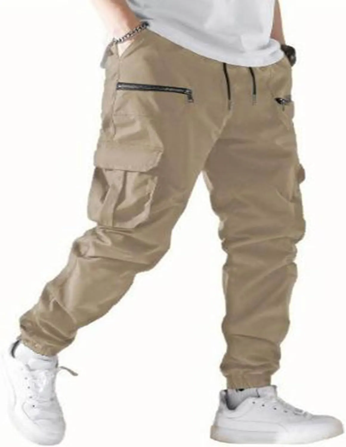 Men Cargo Pants Fashion Multiple Pockets Baggy Casual Streetwear Wide Leg Trouser Plus Size Comfy Full Length Pant