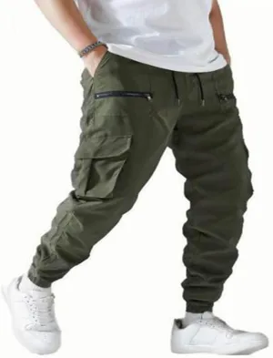 Men Cargo Pants Fashion Multiple Pockets Baggy Casual Streetwear Wide Leg Trouser Plus Size Comfy Full Length Pant