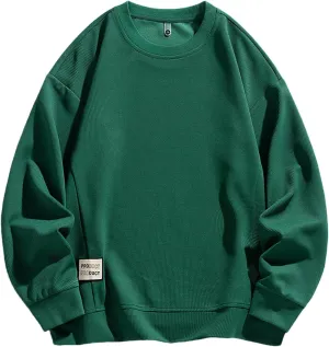 Men Casual Soft Basic Crewneck Sweatshirt 2024 New Long Sleeve Pullover Tops Comfy Loose Fit Sports Shirts for Guys