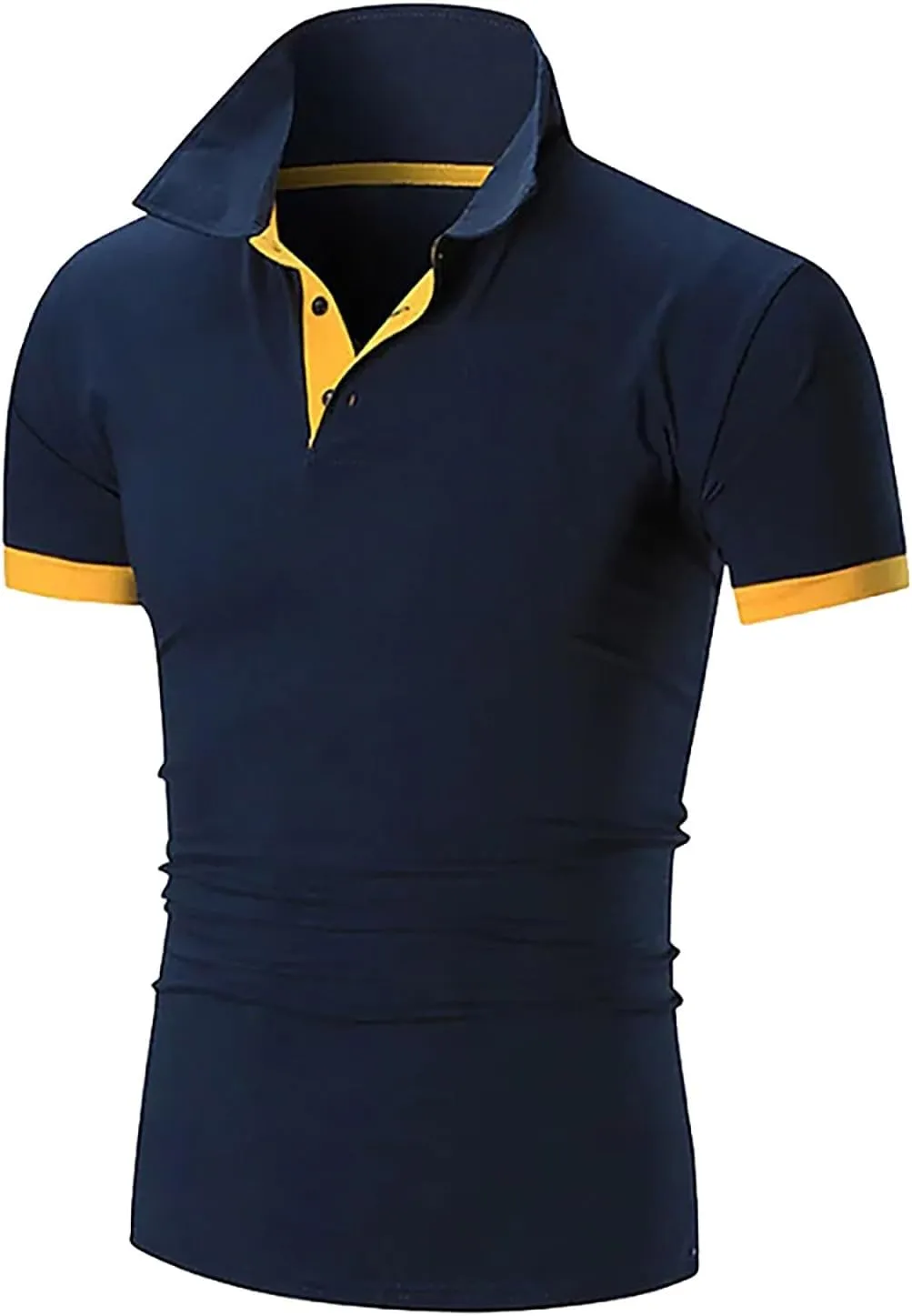 Men Polo Shirt Slim Fit Short Sleeve Cotton Golf Shirt Solid Performance Casual T-Shirts Lapel Collared Work Shirts