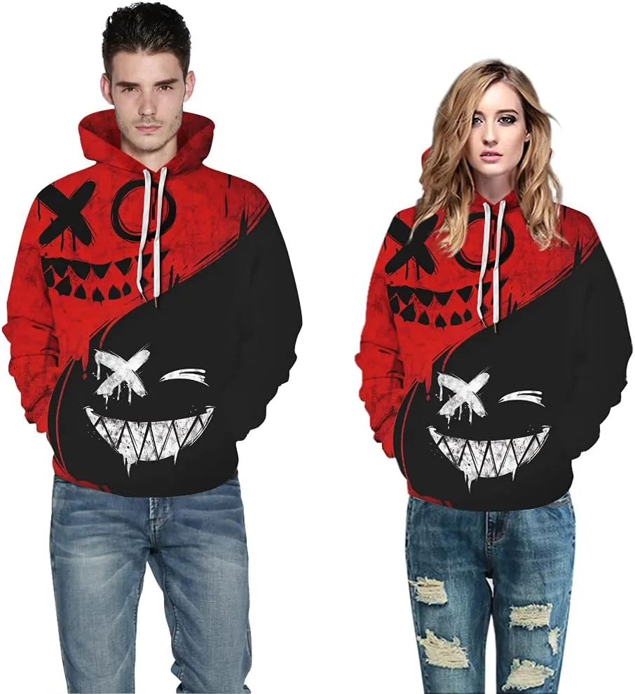 Men Women Unisex Hoodies Novelty 3D Print Graphic Hooded Pullover Sweatshirt with Pocket