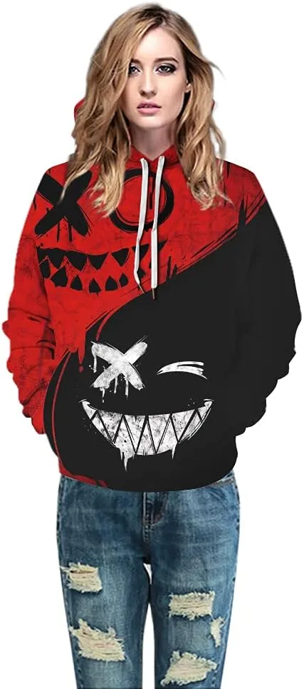 Men Women Unisex Hoodies Novelty 3D Print Graphic Hooded Pullover Sweatshirt with Pocket