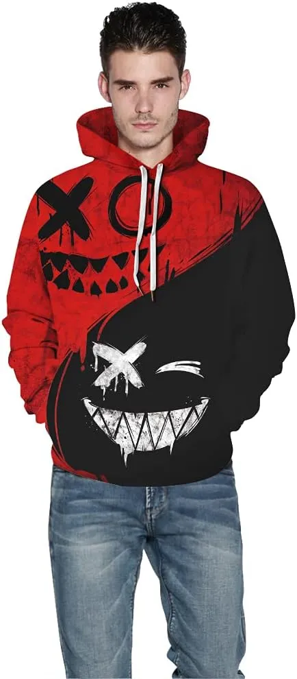 Men Women Unisex Hoodies Novelty 3D Print Graphic Hooded Pullover Sweatshirt with Pocket