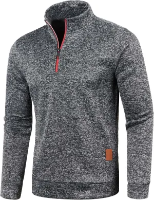Men's 2024 Long Sleeve Cardigan Sweaters Big and Tall Coats Full Zip Up Stand Collar Knitted Jackets with Pockets