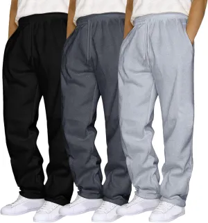 Mens 3 Pack Sweatpants Loose Fleece Casual Trousers Elastic Waist Drawstring Jogger Pants Baggy Running Sports Pants