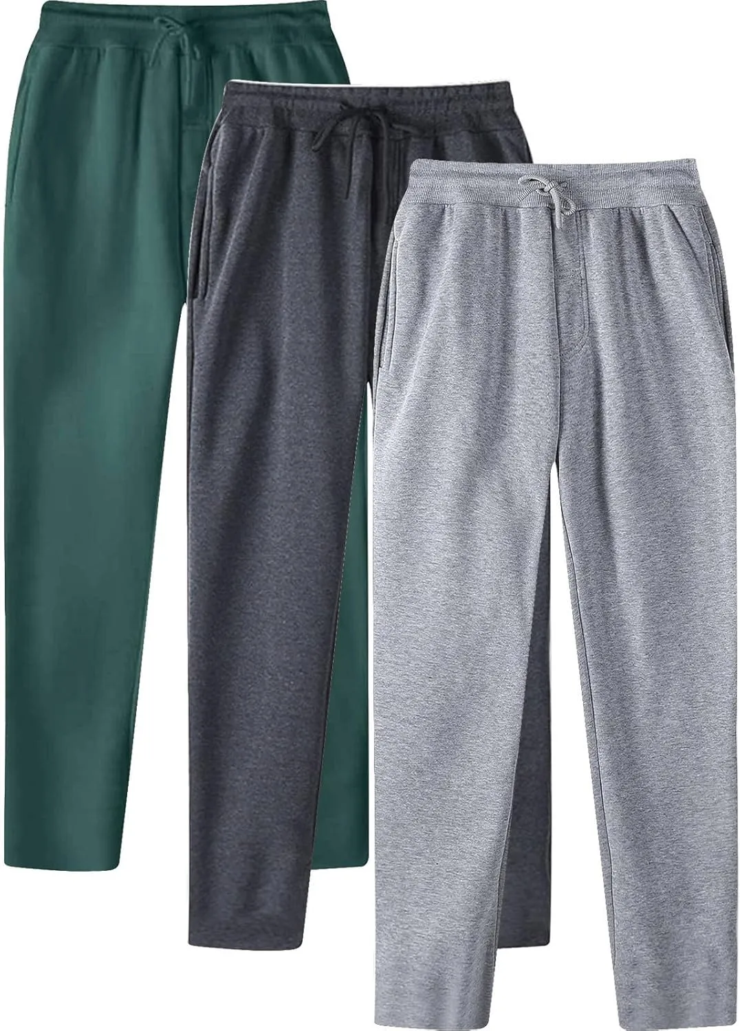 Mens 3 Pack Sweatpants Loose Fleece Casual Trousers Elastic Waist Drawstring Jogger Pants Baggy Running Sports Pants