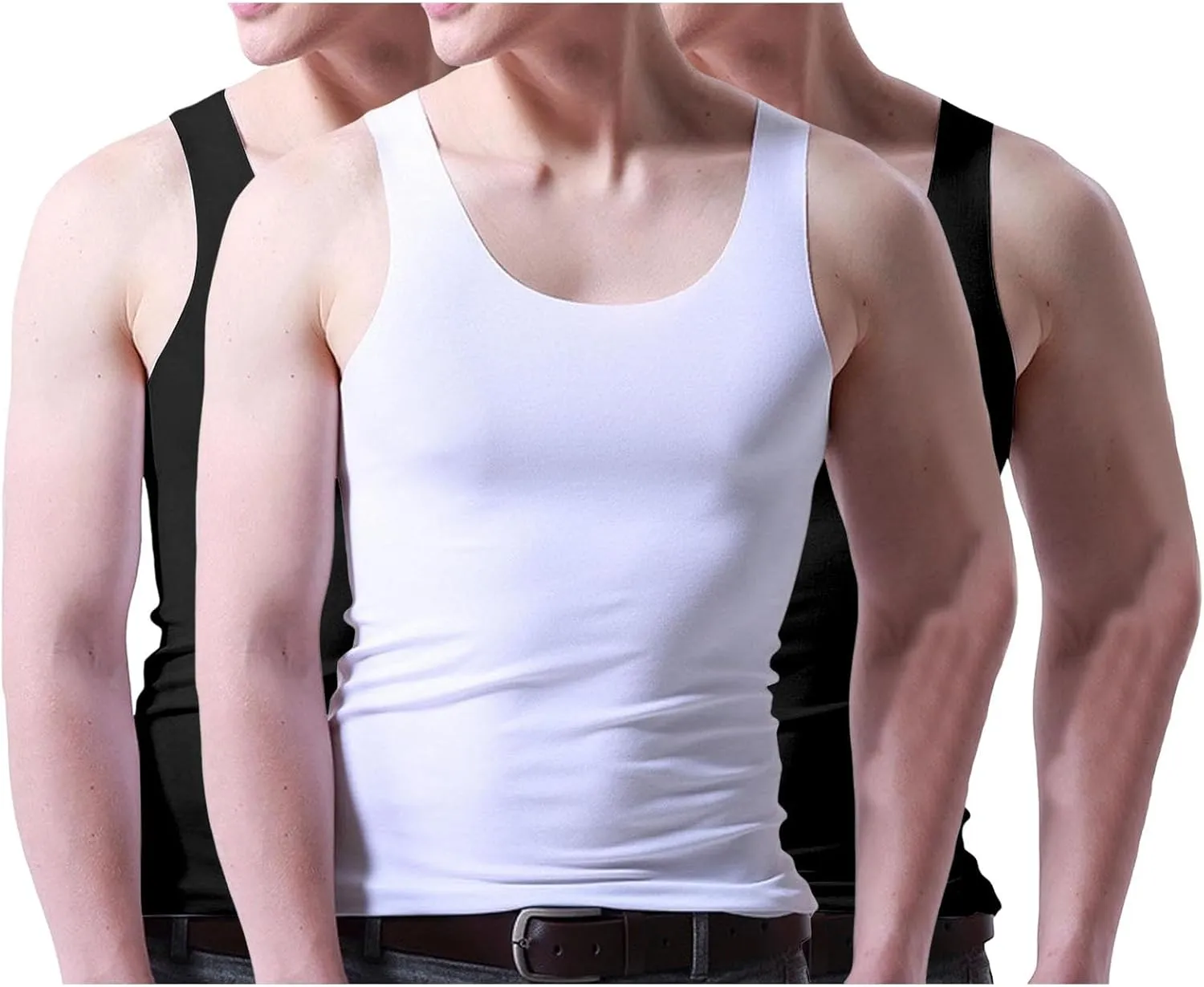 Men's 3 Pack Workout Tank Tops Quick Dry Muscle Sleeveless Shirt Bodybuilding Athletic Summer Running Tee Shirts
