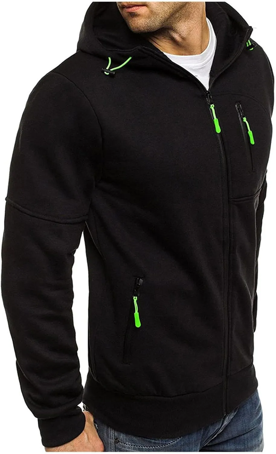 Mens' Autumn Winter Long Sleeve Zipper Hooded Sweatshirt Cardigan Tops Hoodies for Men with Zip Pockets Lightweight