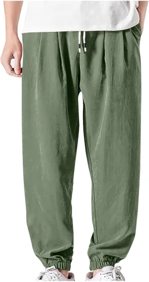 Mens Baggy Sweatpants Casual Relaxed Fit Baggy Pants Elastic Waist Drawstring Big and Tall Joggers Cargo Hiking Pants