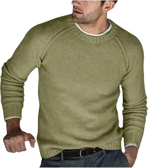 Men's Basic Lightweight Knitted Sweaters Cotton Soft Crewneck Fall Winter Sweatshirts Long Sleeve Slim Fit Pullovers