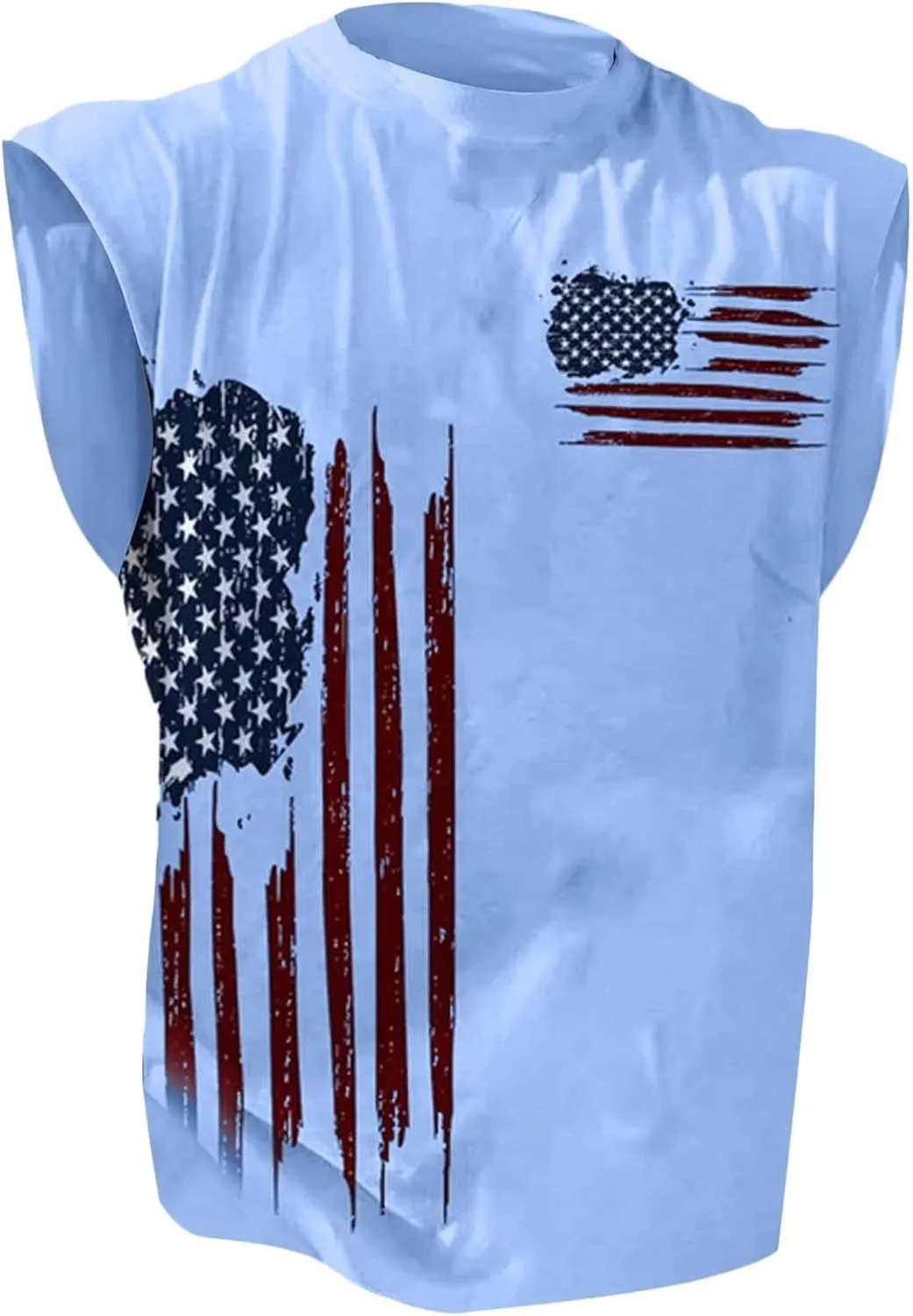 Men's Big and Tall Sleeveless Tank Top American Flag Patriotic Shirts Plus Size USA Graphic Fashion Muscle Gym Tees Vest