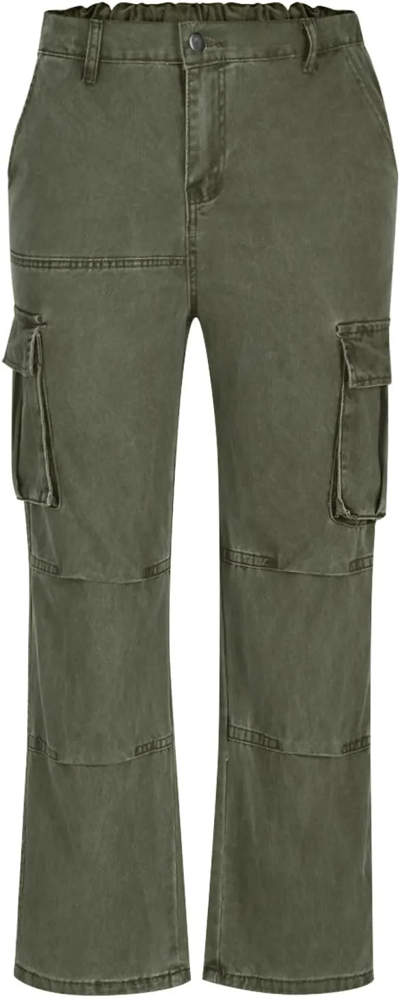 Men's Cargo Pants Y2k Fashion Multiple Pockets Plus Size Washed Workwear Full Length Trouser Comfy Cargo Sweatpant