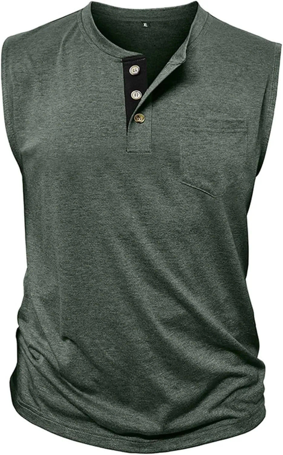Men's Casual Workout Tank Top Muscle Fit Sleeveless Cut Off Henley T-Shirt Quick Drying Yoga Running Vest Tops