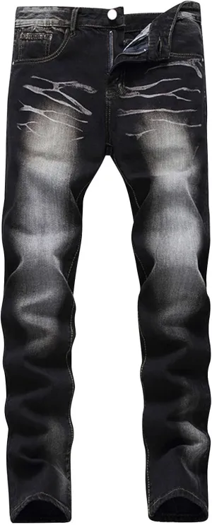 Men's Classic Multi-Pocket Ripped Jeans Straight Leg Plus Size Fashion Pants Fit Cotton Jean Jeans Man Mens Straight