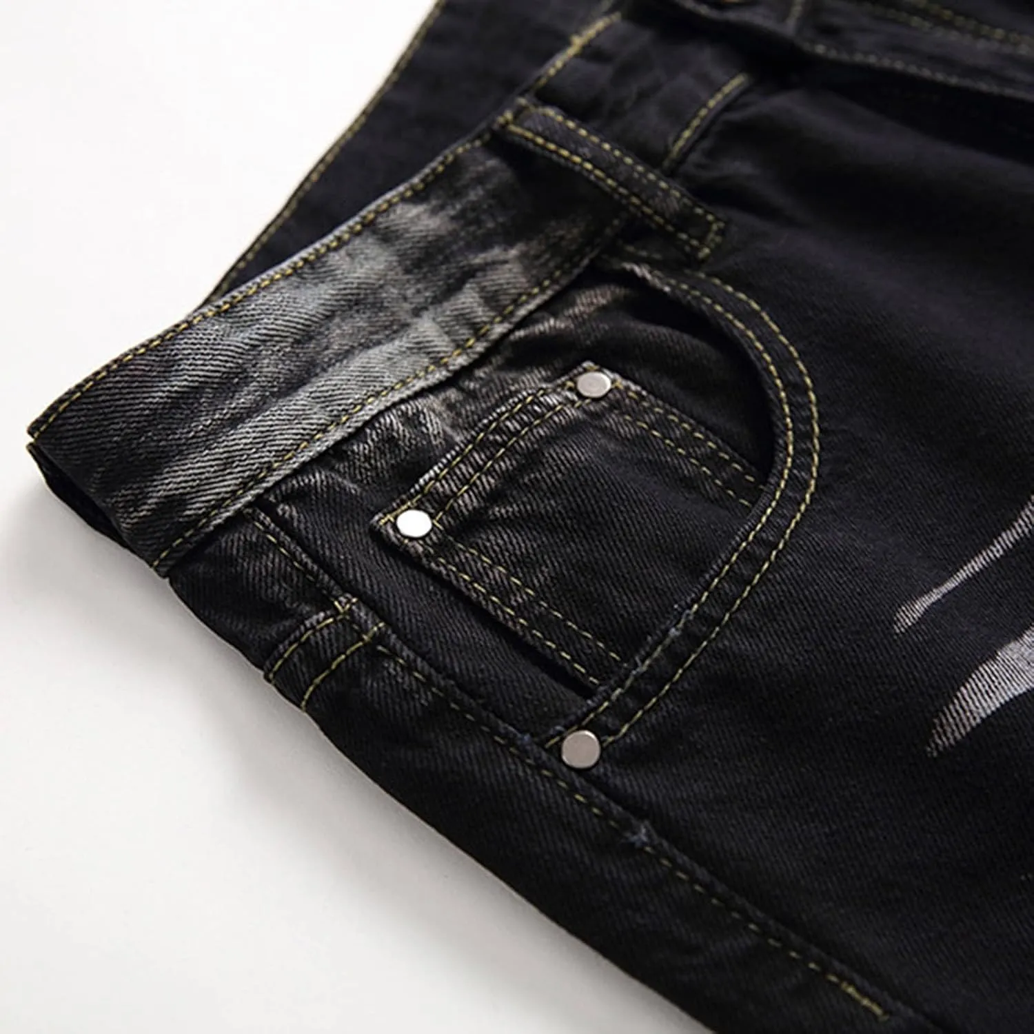 Men's Classic Multi-Pocket Ripped Jeans Straight Leg Plus Size Fashion Pants Fit Cotton Jean Jeans Man Mens Straight