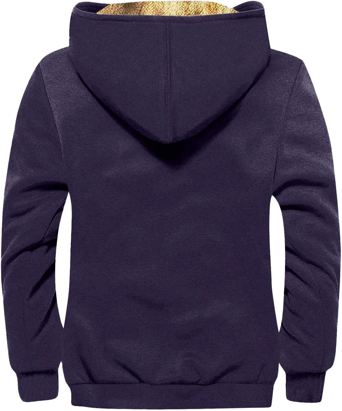 Mens Coat Sherpa Fleece Lined Hoodies Full Zipper Coats Winter Warm Jackets Vintage Printed Outwear