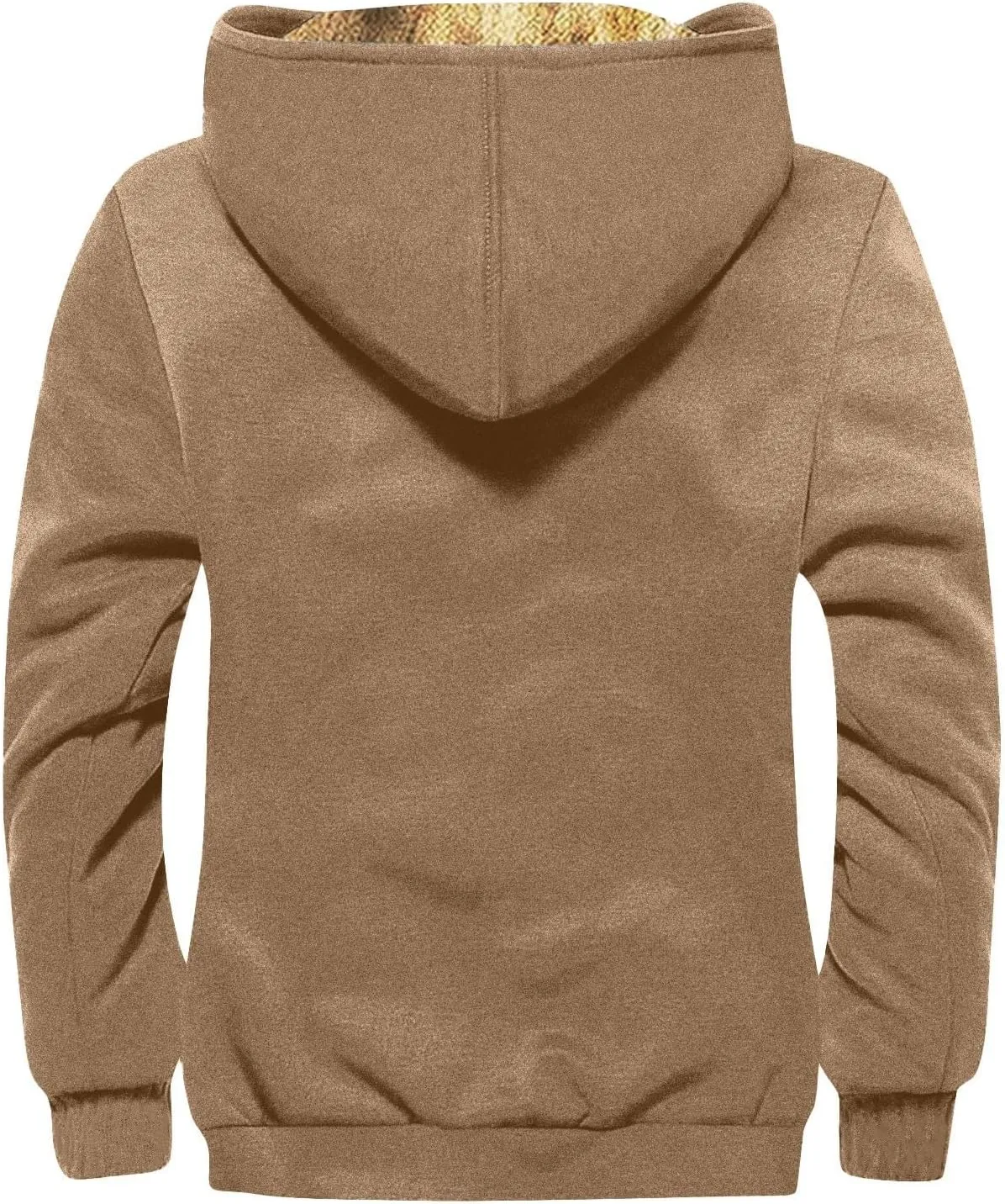 Mens Coat Sherpa Fleece Lined Hoodies Full Zipper Coats Winter Warm Jackets Vintage Printed Outwear