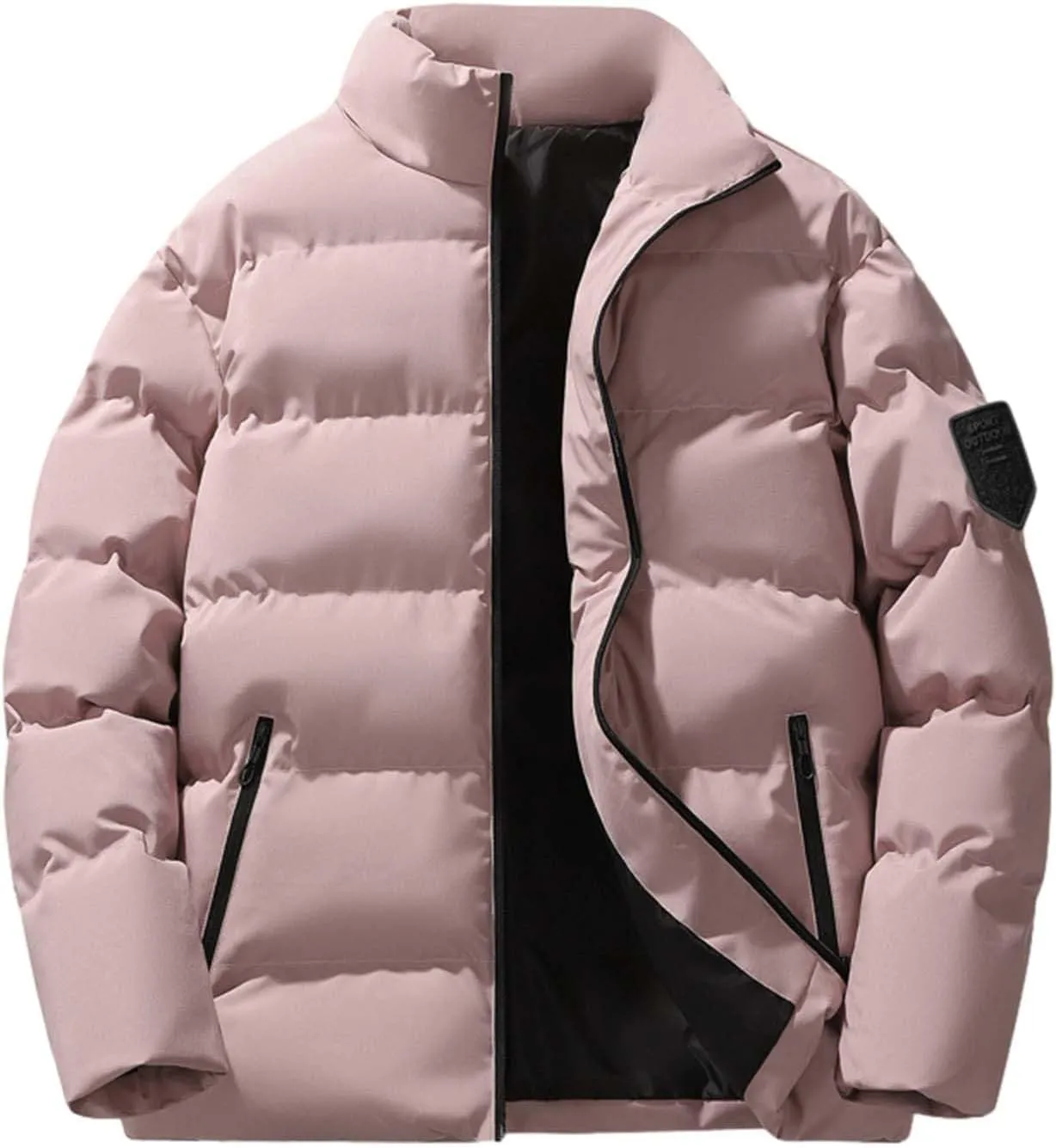 Men's Color Block Padded Quilted Flight Bomber Jacket Lightweight Packable Warm Winter Coat Cotton Jacket Outerwear
