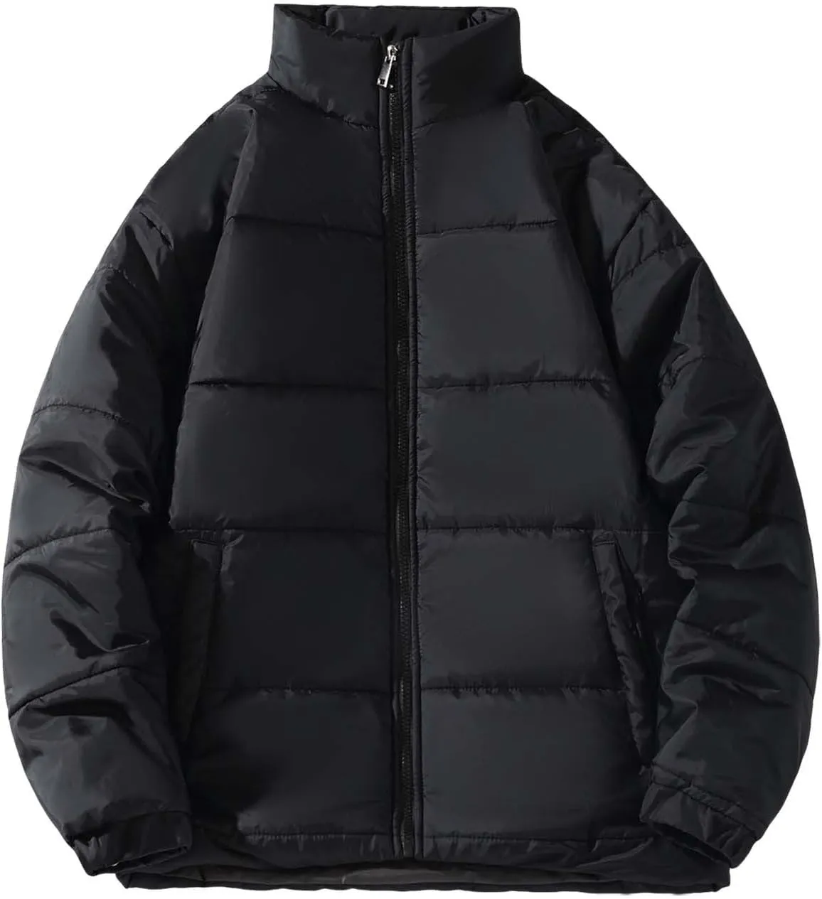 Men's Color Block Padded Quilted Flight Bomber Jacket Lightweight Packable Warm Winter Coat Cotton Jacket Outerwear