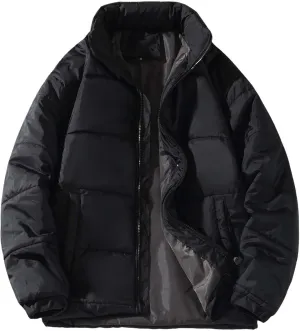 Men's Color Block Padded Quilted Flight Bomber Jacket Lightweight Packable Warm Winter Coat Cotton Jacket Outerwear