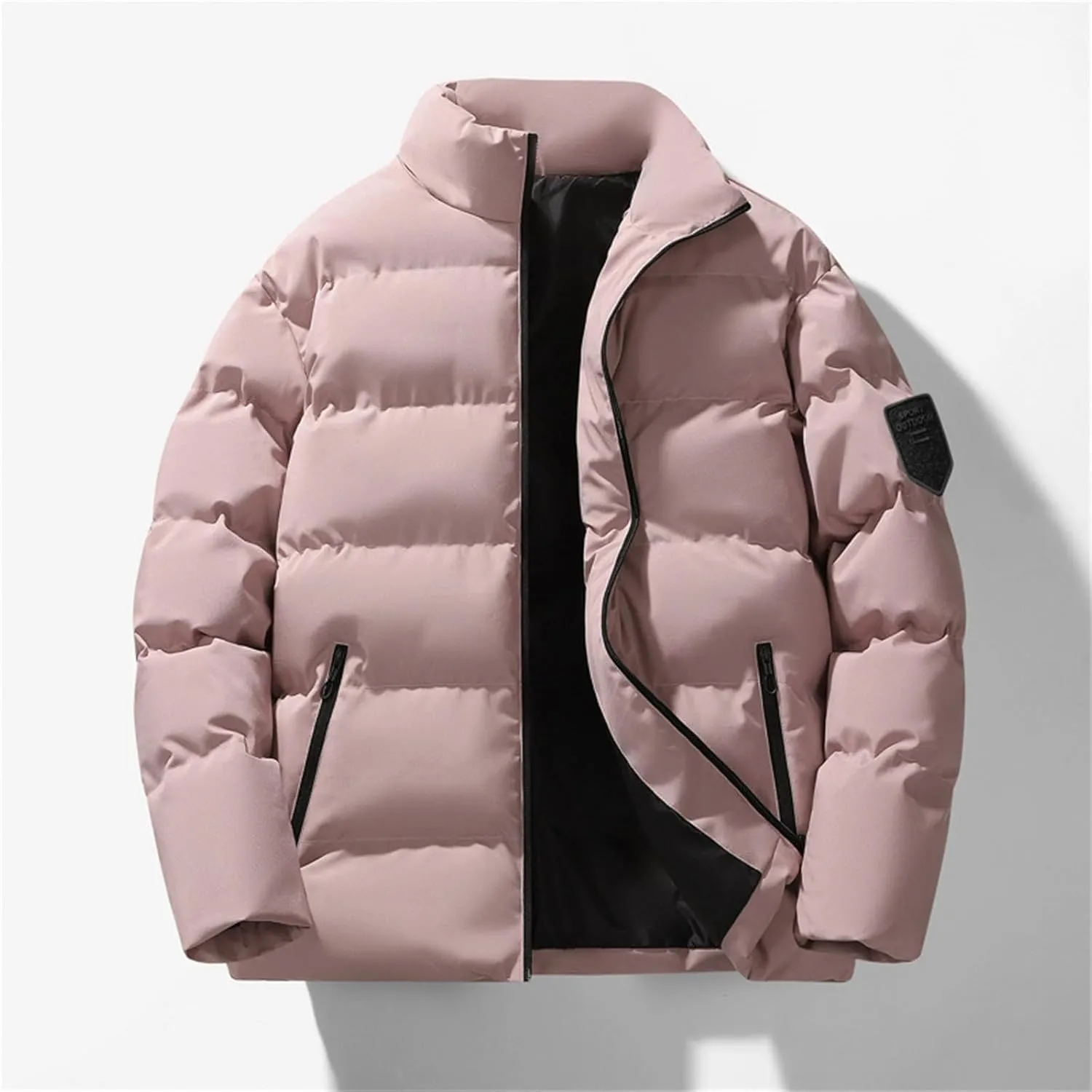 Men's Color Block Padded Quilted Flight Bomber Jacket Lightweight Packable Warm Winter Coat Cotton Jacket Outerwear