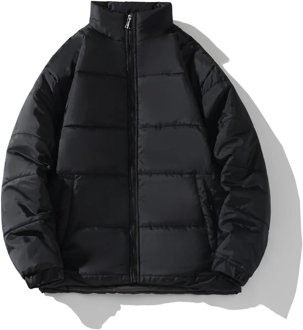 Men's Color Block Padded Quilted Flight Bomber Jacket Lightweight Packable Warm Winter Coat Cotton Jacket Outerwear