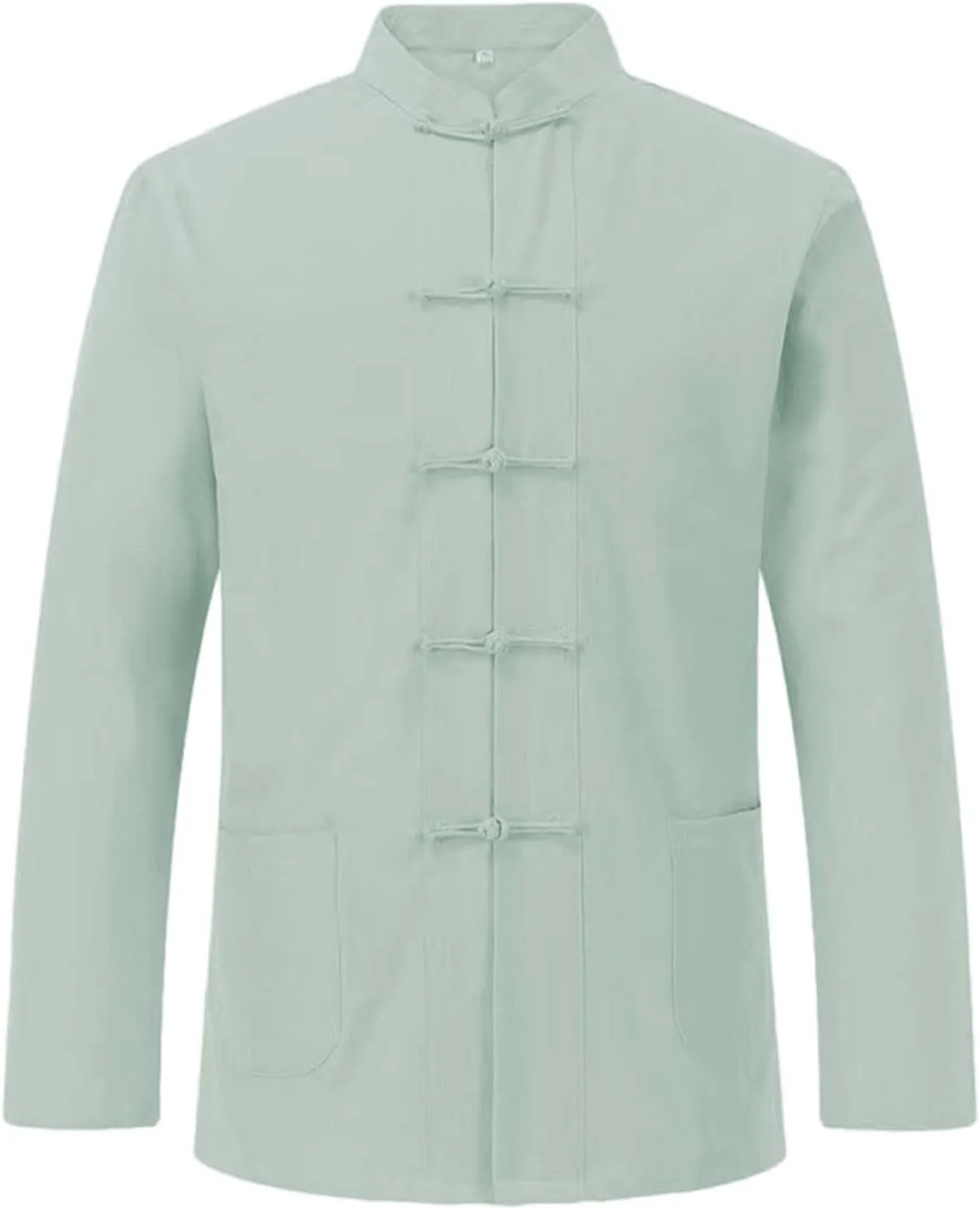 Mens Cotton Linen Frog Closure Shirt Mandarin Collar Long Sleeve Chinese Style Retro Tops Kung Fu Tai Chi Loose Fit Tshirt