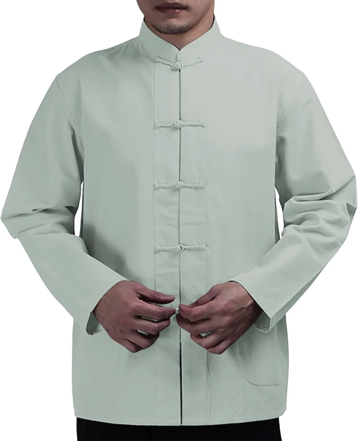 Mens Cotton Linen Frog Closure Shirt Mandarin Collar Long Sleeve Chinese Style Retro Tops Kung Fu Tai Chi Loose Fit Tshirt