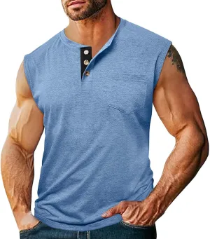 Men's Cotton Linen Henley T-Shirts Long Sleeve Hippie Casual Summer Beach Tshirt Slim Fit Roll-up Button-Down Tops