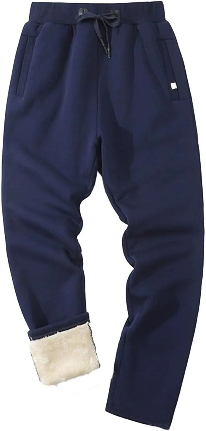 Men's Fleece Lined Pants Running Joggers Winter Athletic Workout Warm Sherpa Sweatpants for Active Gym Track Jogging