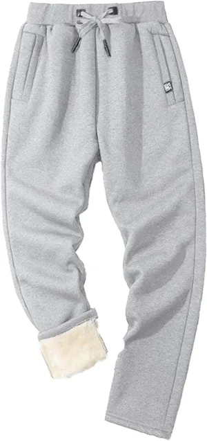 Men's Fleece Lined Pants Running Joggers Winter Athletic Workout Warm Sherpa Sweatpants for Active Gym Track Jogging