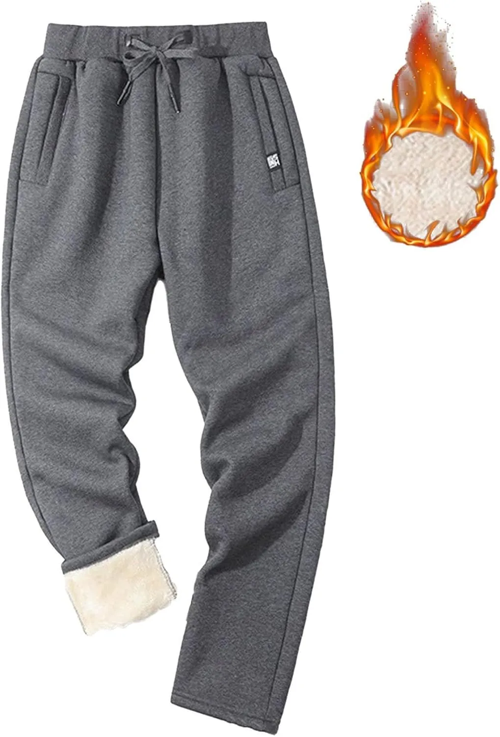 Men's Fleece Lined Pants Running Joggers Winter Athletic Workout Warm Sherpa Sweatpants for Active Gym Track Jogging