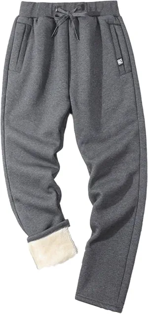 Men's Fleece Lined Pants Running Joggers Winter Athletic Workout Warm Sherpa Sweatpants for Active Gym Track Jogging