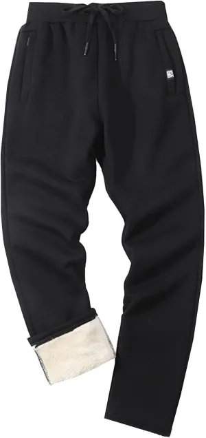 Men's Fleece Lined Pants Running Joggers Winter Athletic Workout Warm Sherpa Sweatpants for Active Gym Track Jogging