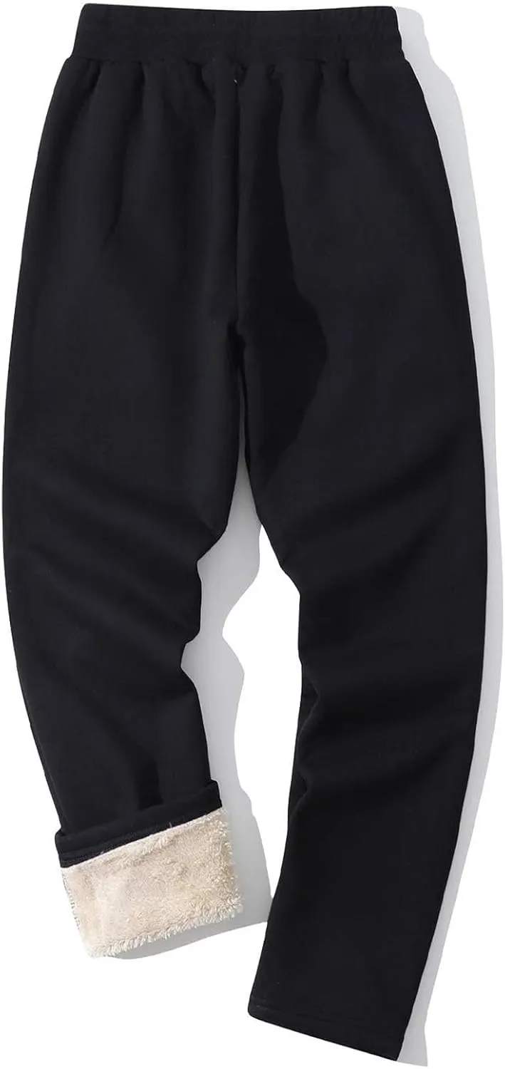 Men's Fleece Lined Pants Running Joggers Winter Athletic Workout Warm Sherpa Sweatpants for Active Gym Track Jogging