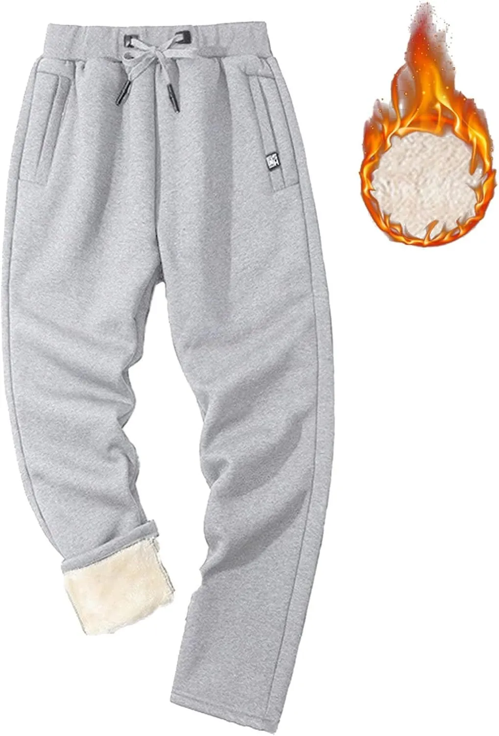 Men's Fleece Lined Pants Running Joggers Winter Athletic Workout Warm Sherpa Sweatpants for Active Gym Track Jogging