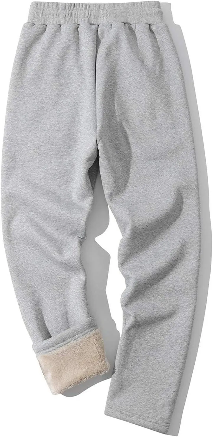 Men's Fleece Lined Pants Running Joggers Winter Athletic Workout Warm Sherpa Sweatpants for Active Gym Track Jogging