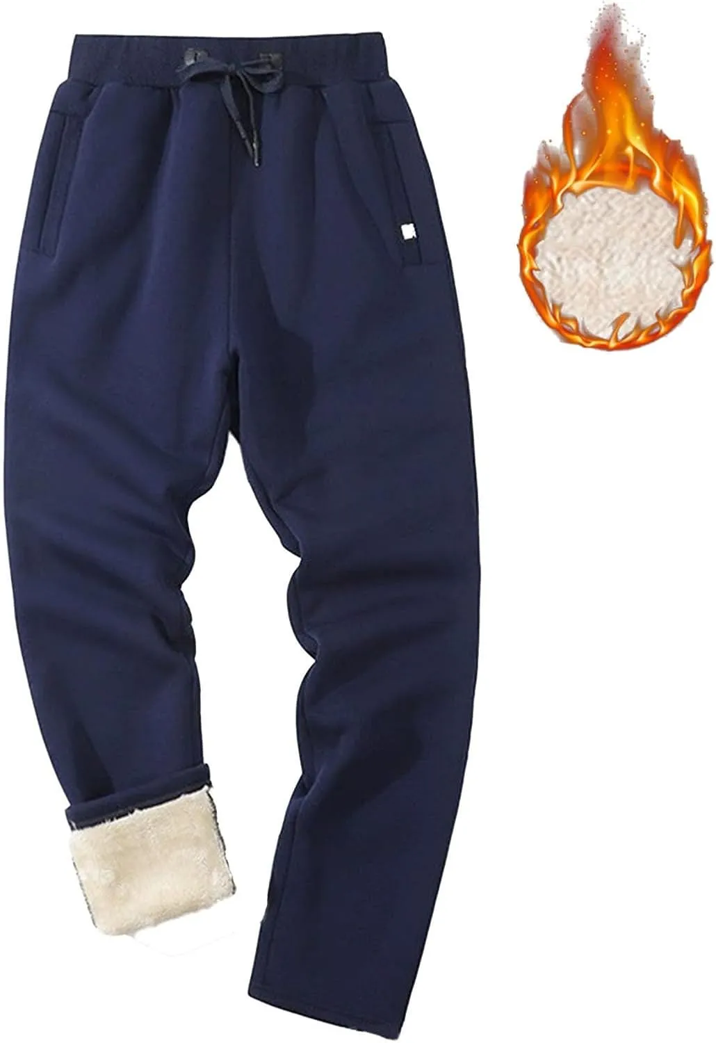 Men's Fleece Lined Pants Running Joggers Winter Athletic Workout Warm Sherpa Sweatpants for Active Gym Track Jogging