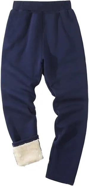 Men's Fleece Lined Pants Running Joggers Winter Athletic Workout Warm Sherpa Sweatpants for Active Gym Track Jogging