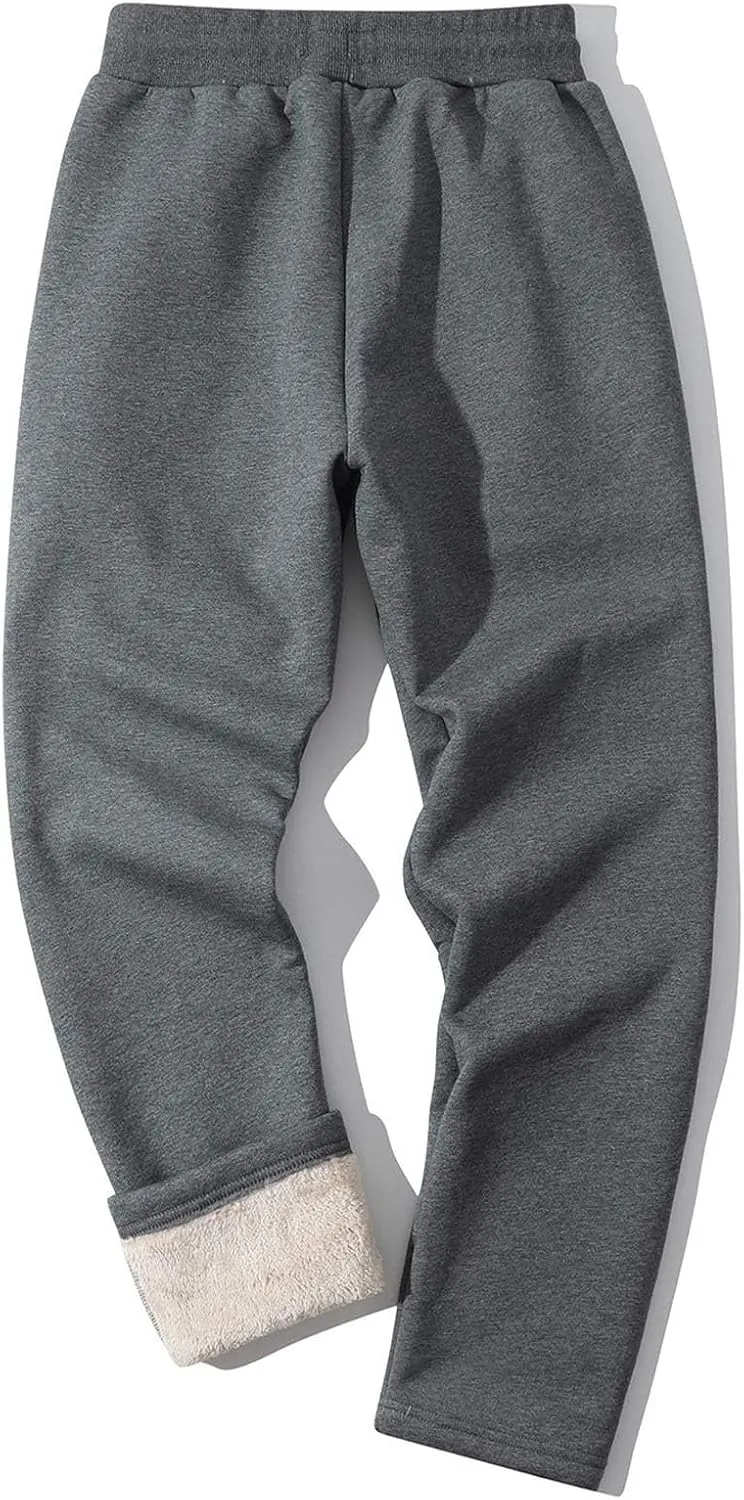 Men's Fleece Lined Pants Running Joggers Winter Athletic Workout Warm Sherpa Sweatpants for Active Gym Track Jogging