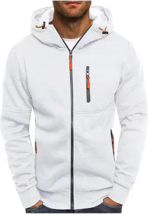 Mens Full Zip Up Hoodies Casual Heavyweight Fleece Pullover Hoodie Athletic Workout Hooded Sweatshirt with Zip Pocket