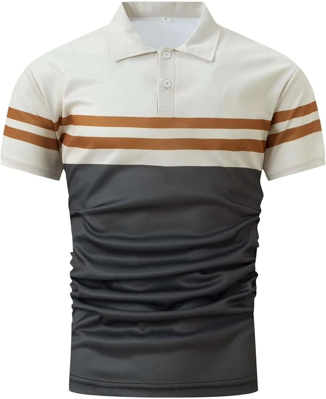 Men's Funny Printed Polo Shirts Moisture Wicking Performance Tops Workout Striped Shirt Color Block Fashion Golf Tee