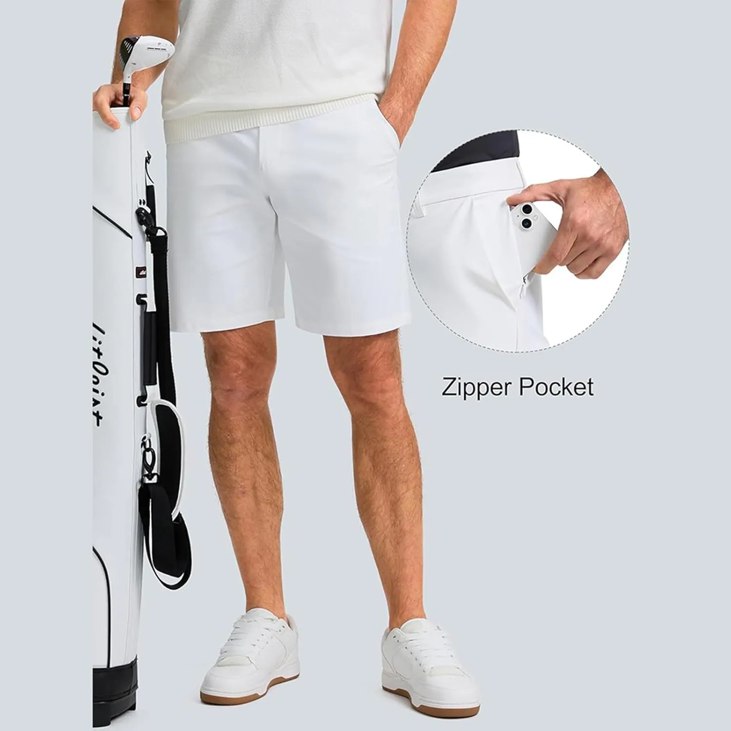 Mens Golf Shorts Classic Fit Flat Front Stretch Lightweight Joggers Work Quick Dry Hiking Travel Pant with Pockets