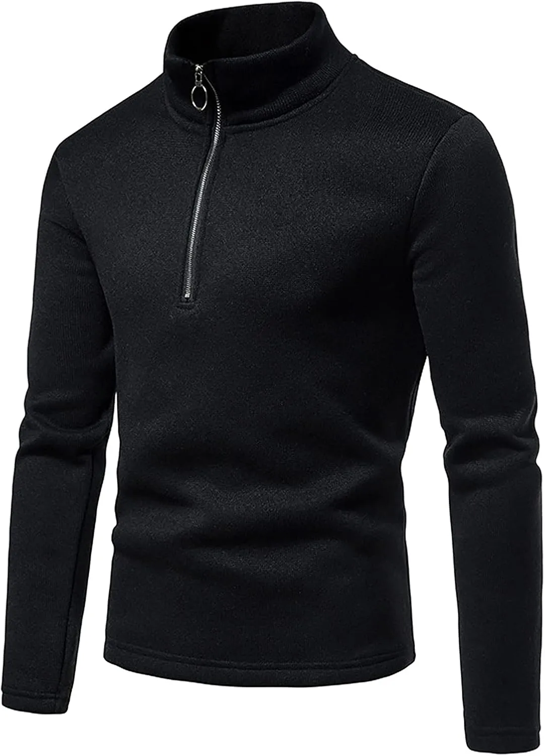 Men's Knitted Sweaters 1/4 Zip Cotton Sweater Pullover Polo Sweaters Stand Collar Fall Winter Warm Sweatshirts