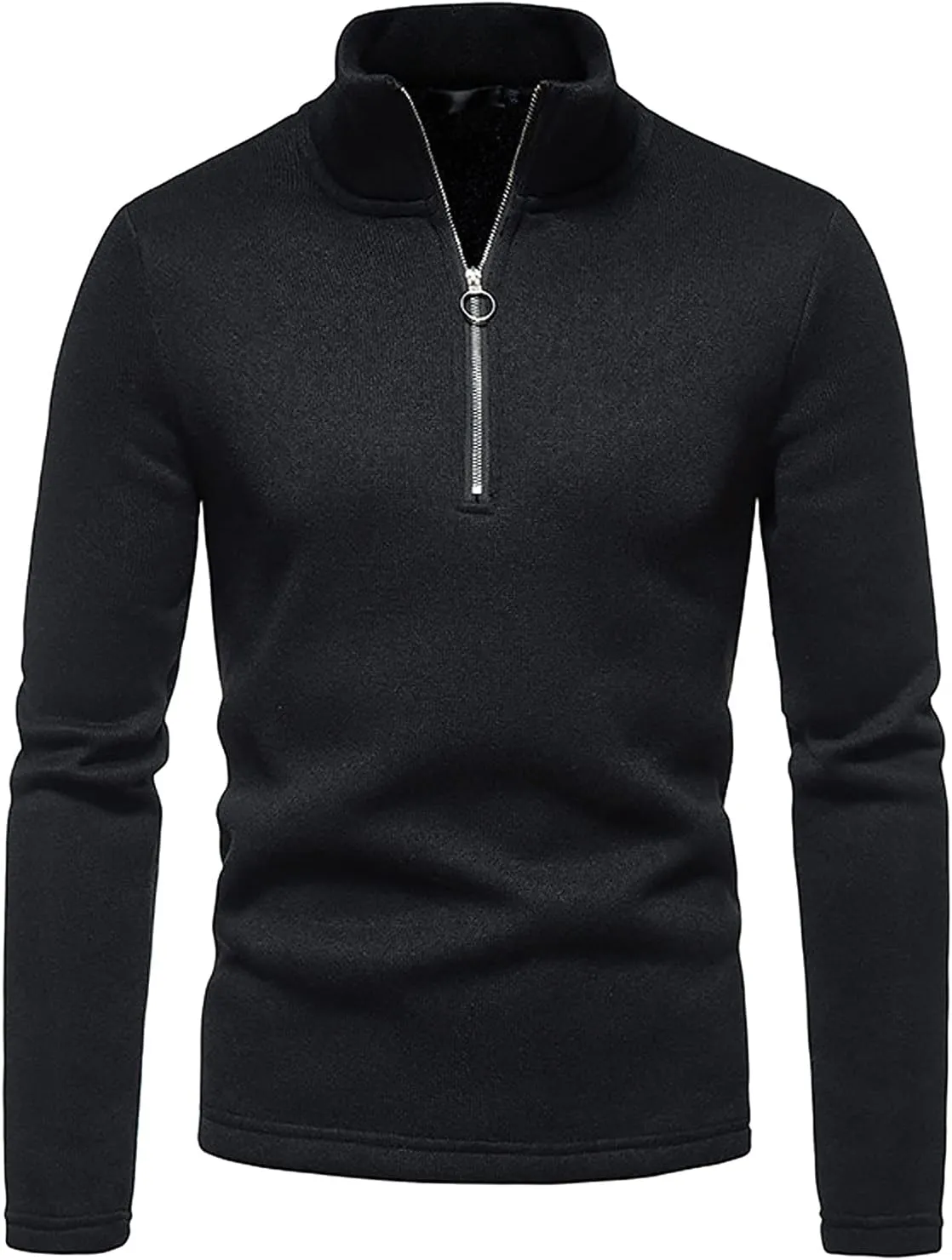 Men's Knitted Sweaters 1/4 Zip Cotton Sweater Pullover Polo Sweaters Stand Collar Fall Winter Warm Sweatshirts