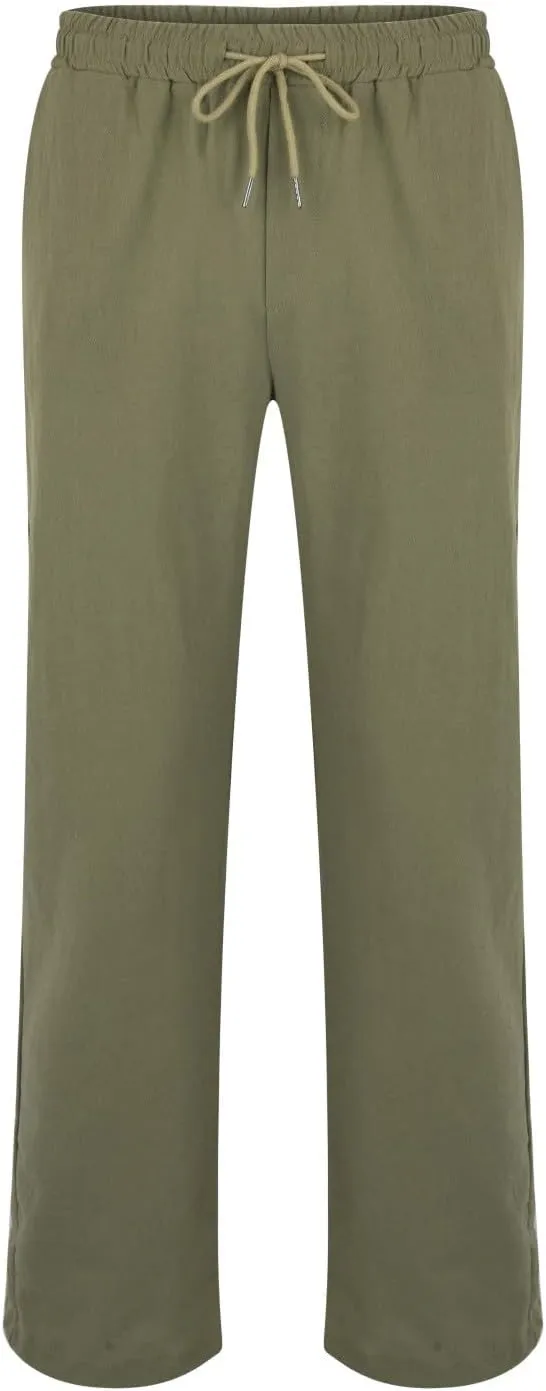 Mens Linen Jogger Pants Casual Pants Elastic Waist Drawstring Trousers Yoga Beach Summer Athletic Pants Track Joggers