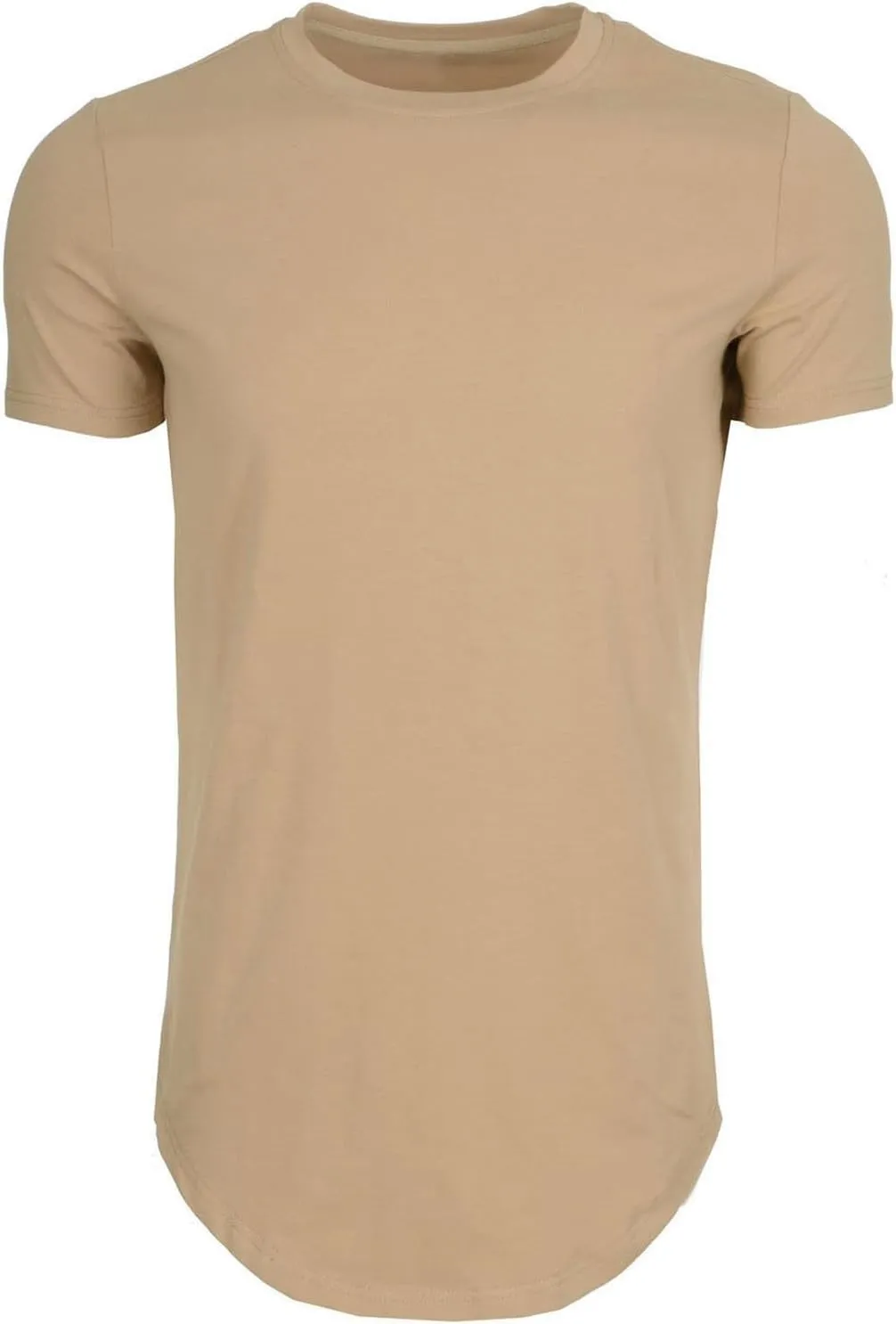 Mens Longline Muscle Fit T Shirts Short Sleeve Gym Workout Bodybuilding Tee Tops Solid Color Basic Hipster Sport Tops