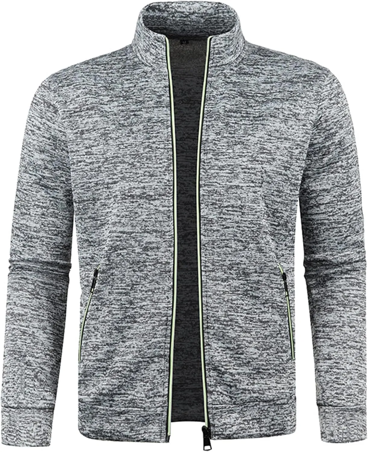Mens Mock Neck Full Zip Sweatshirts Plus Lightweight Fleece Jackets with Stand Collar & Zipper Pockets