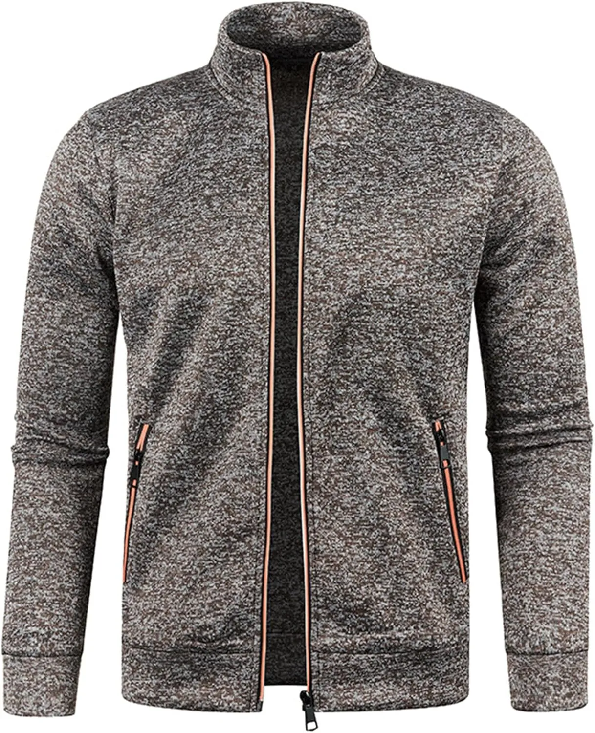 Mens Mock Neck Full Zip Sweatshirts Plus Lightweight Fleece Jackets with Stand Collar & Zipper Pockets