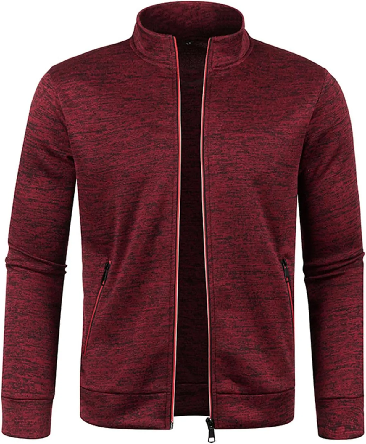 Mens Mock Neck Full Zip Sweatshirts Plus Lightweight Fleece Jackets with Stand Collar & Zipper Pockets
